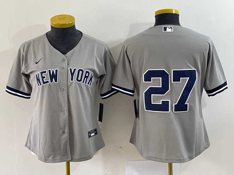 Women's New York Yankees #27 Giancarlo Stanton Grey No Name Stitched Cool Base Jersey,We sell and wholesale Women's New York Yankees #27 Giancarlo Stanton Grey No Name Stitched Cool Base Jersey on line form chian!